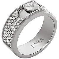 Emporio Armani Stainless Steel With Crystals Setted Band Ring