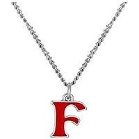 The Love Collection Sterling Silver Enamel Alphabet Charm With Chain - Red