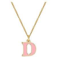 The Love Collection Gold Plated Enamel Alphabet Charm With Chain - Pink