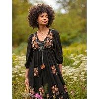 Joe Browns Embroidered Boho Black Dress
