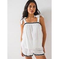 V By Very Rik Rak Tie Shoulder Cami Top - Ivory