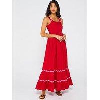 V By Very Rik Rak Trim Strappy Midi Dress - Pink