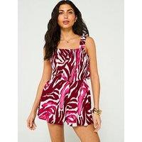 V By Very Tie Back Playsuit - Print