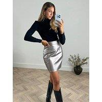 Style Cheat Andi Pu Mini Skirt - Silver