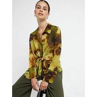 River Island Printed Wrap Front Blouse - Bright Green