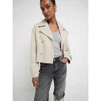 River Island Short Double Breasted Jacket - Light Beige