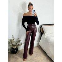 Style Cheat Pu Wide Leg Trouser - Red