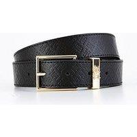 Tommy Hilfiger Monogram Square Buckle Belt - Black