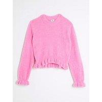 River Island Girls Frill Cropped Jumper - Pink