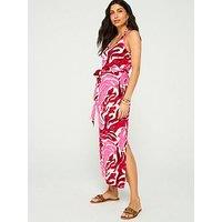 V By Very Strappy Belted Beach Midi Dress - Print