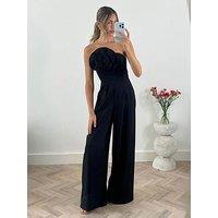 Style Cheat Corsage Detail Jumpsuit - Black