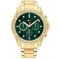 Tommy Hilfiger Brooklyn Ladies Gold Plated Green Dial Watch