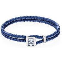Tommy Hilfiger Men'S Monogram Blue Leather Bracelet