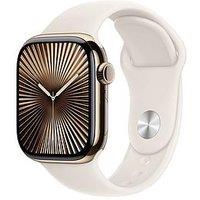 Apple Watch Series 10 (Gps + Cellular), Gold Titanium Case With Starlight Sport Band - 42Mm