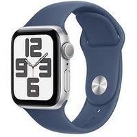 Apple Watch Se (Gps, 2024) 44Mm Silver Aluminium Case With Denim Sport Band - M/L