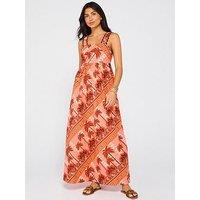 V By Very Palm Print Square Neck Maxi Dress