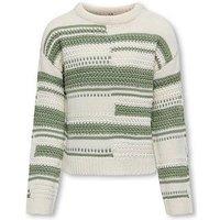 Only Kids Girls Mixed Striped Knitted Jumper - Hedge Green