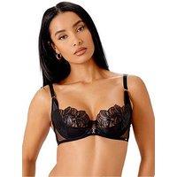 Gossard Vip Lavish Tatto Embroidered Uplifting Balconette Bra Black
