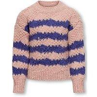 Only Kids Girls Stripe Textured Knitted Jumper - Silver Pink
