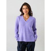 V By Very V Neck Puff Jumper With Wool - Purple