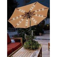 Glamhaus Solar Led Tilting Khaki Sand Garden Parasol Umbrella 2.7M