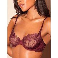 Lipsy Embroidery Non-Padded Balcony Bra - Plum