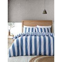 Catherine Lansfield Cove Stripe Blue Reversible Duvet Cover Set