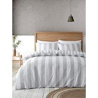 Catherine Lansfield Cove Stripe Silver Reversible Duvet Cover Set