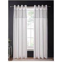 Catherine Lansfield Deco Sequin Lined Eyelet Curtains In White