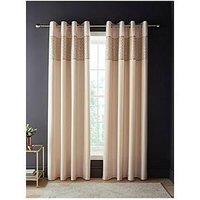 Catherine Lansfield Deco Sequin Lined Eyelet Curtains In Champagne