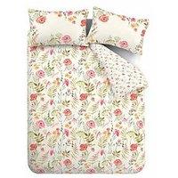 Catherine Lansfield Ella Poppy Reversible Duvet Cover Set - Cream