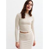 New Look Textured Long Sleeved Top - Cream