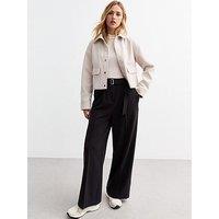 New Look Belted Tailored Wide Leg Trousers - Black