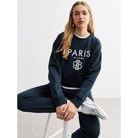 New Look Embroidered Jersey Sweatshirt - Navy