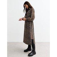 New Look Brown Leopard Chiffon Midi Dress - Print