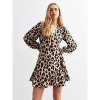 New Look Leopard Print Mini Wrap Dress - Print