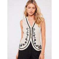 Nobodys Child Embroidered Waistcoat - Cream