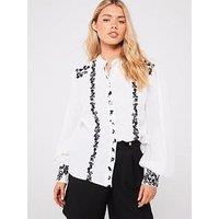 Nobodys Child Floral Embroidered Blouse - White