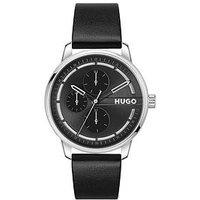 Hugo Gents #Stamp Multi Black Leather Strap Watch