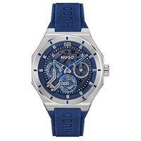 Hugo Gents #Grail Skeleton Silicon Strap Multifunction Watch - Blue