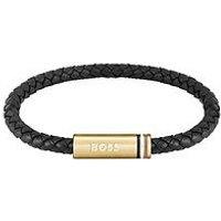 Boss Gents Ares Single Braided Black Leather Bracelet