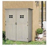 Outsunny Wooden Garden Shed With Windows, Double Door 27.5L X 50W X 164H Cm