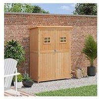 Outsunny Wooden Garden Shed With Windows, Double Door 27.5L X 50W X 164H Cm