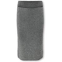 Only Kids Girls Glitter Knitted Midi Skirt - Black Silver Glitter
