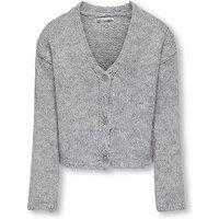 Only Kids Girls V Neck Cardigan - Light Grey Melange