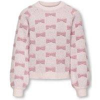 Only Kids Girls Bow Knitted Jumper - Primrose Pink