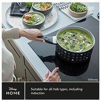 Disney Prestige X Disney Monochrome Ceramic Non Stick Toxin Free Saucepan Set With Toughened Stacking Glass Lids, 3 Piece