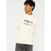 Tommy Hilfiger Regular Fit Flags Crew Neck Sweatshirt - Cream