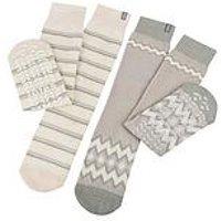 Totes 2Pack Original Fairisle & Plain Slipper Socks - Fairisle/Plain - Multi