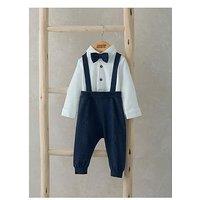 Mamas & Papas Baby Boys 3 Piece Knitted Dungarees & Bodysuit Set - Blue